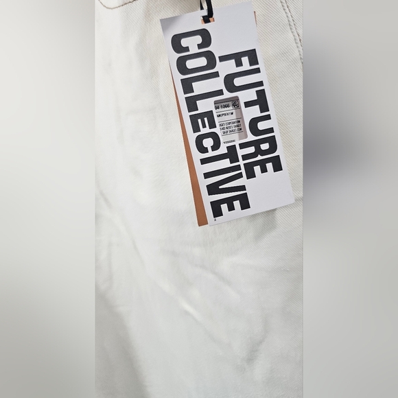 Future Collective Women's High Rise Straight Leg Raw Hem Cream Jeans Size 14 NWT - Picture 6 of 16